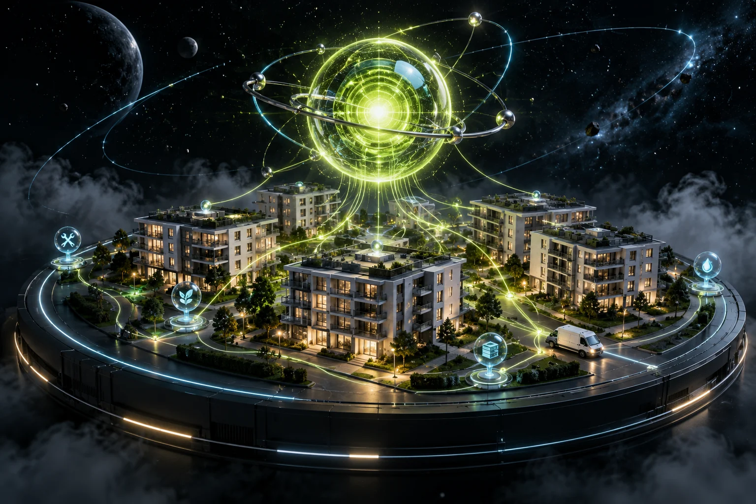 Futuristisches Konzeptmotiv für HMB COSMOS